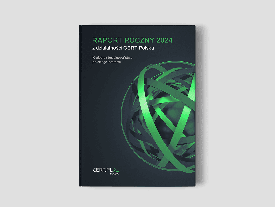 Na zielonym tle spiralna kula napis: Raport roczny 2024